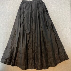 Antique Black Long Victorian Mourning Ruffled Bottom Skirt 21" Waist 40" Long